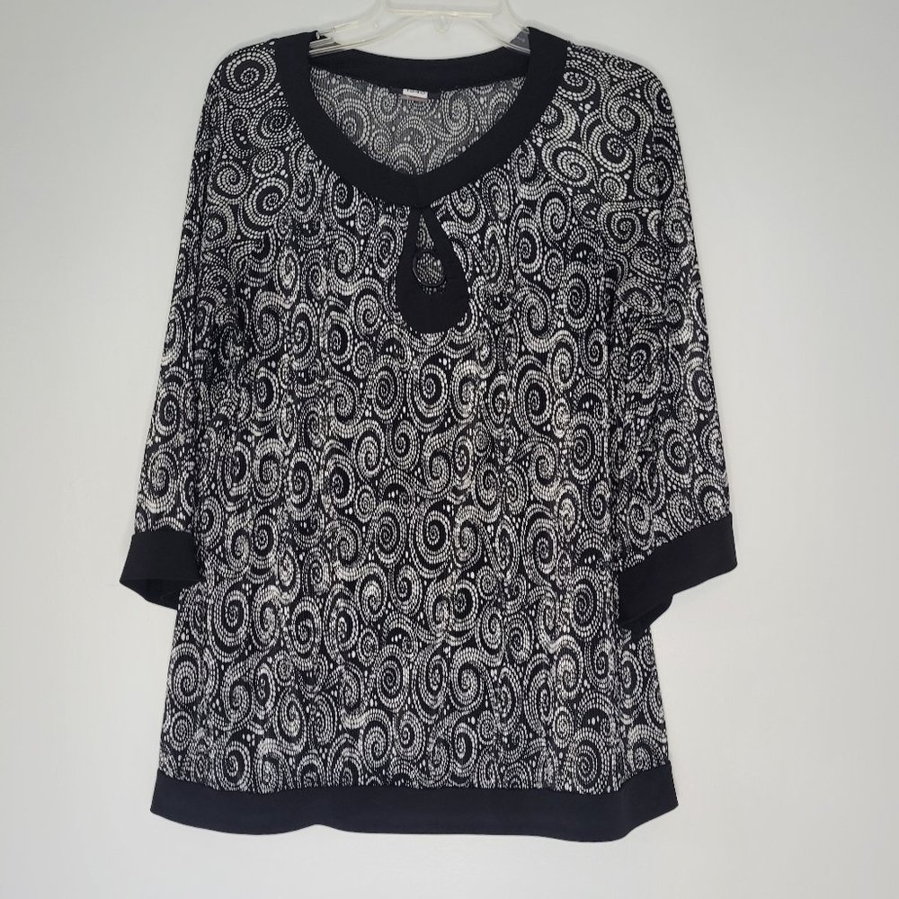 Studio 1940, XL, black and white print tunic